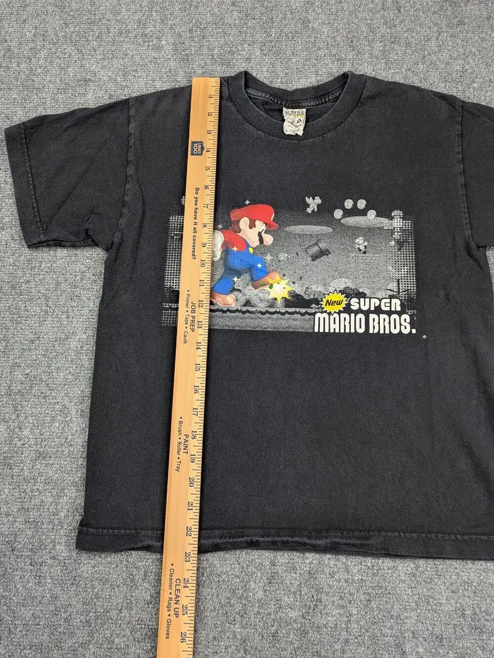 VTG Super Mario Bros Shirt Youth Large Black Alstyle Graphic Tee Nintendo